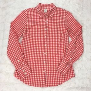J. Crew Perfect Shirt Orange Gingham Button Down